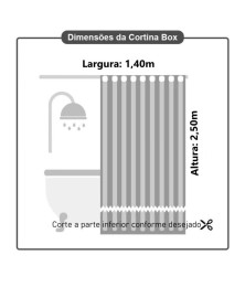 Cortina Box Banheiro PVC Transparente 2.50x1.40 M+Presilhas