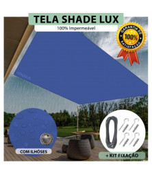 Tela Lona Azul Sombreamento Impermeável Shade Lux + Kit de Instalação