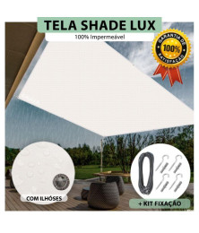 Tela Lona Branca Sombreamento Impermeável Shade Lux + Kit de Instalação