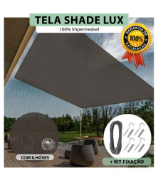 Tela Lona Fumê Sombreamento Impermeável Shade Lux + Kit de Instalação