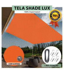 Tela Lona Laranja Sombreamento Impermeável Shade Lux + Kit de Instalação