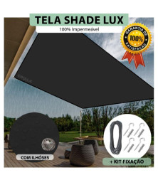 Tela Lona Preta Sombreamento Impermeável Shade Lux + Kit de Instalação