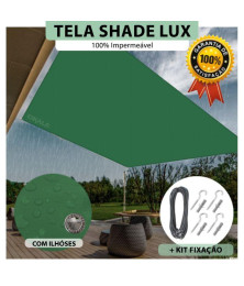 Tela Lona Verde Sombreamento Impermeável Shade Lux + Kit de Instalação