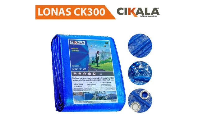 Lona CK300 Micras Azul Polietileno para Cobertura de Camping Telhado Obra Festa Churrasco Barraca Buffet