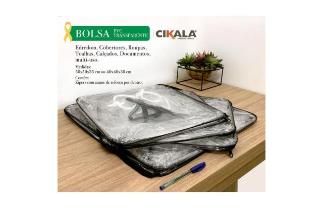 01 Bolsa Transparente de Mão 50x50x35 cm