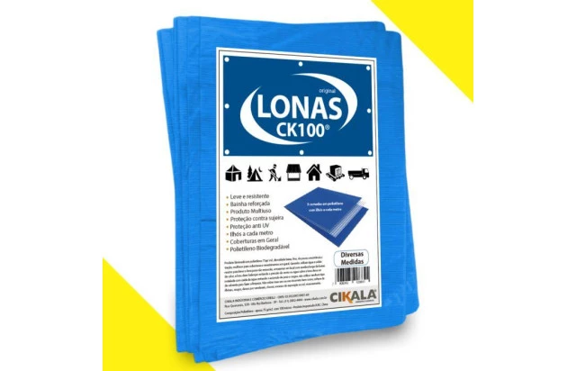 Lona Plástica Azul Impermeável CK100 Micras - Cobertura de Telhados Barracas Obras Material de Construção