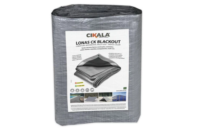 Lona Plástica Blackout Cinza Preta Impermeável CK100 Micras - Cobertura de Telhado Barraca Obras Material de Construção