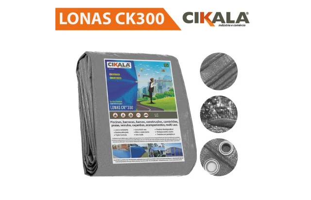 Lona CK300 Micras Cinza Polietileno para Cobertura de Camping Telhado Obra Festa Churrasco Barraca Buffet