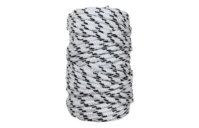 01 Corda Mescla Branca/Preta Poliéster Trançado 4mm 1/2Kg