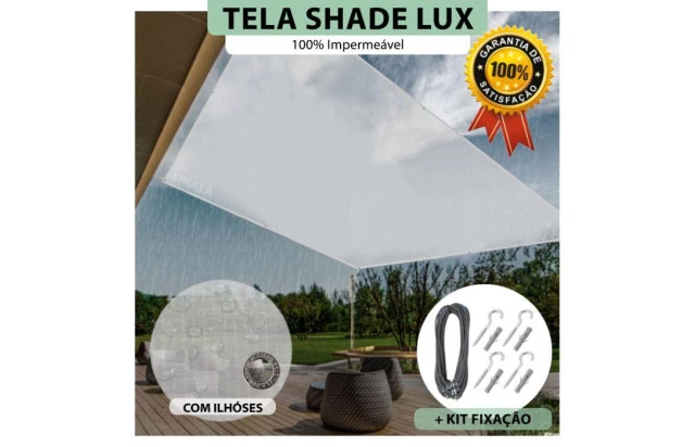 Tela Lona Translúcida Sombreamento Impermeável Shade Lux + Kit de Instalação