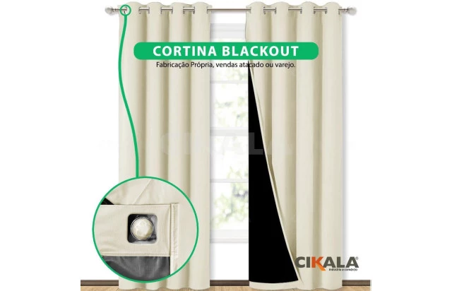 Cortina Blackout Maitê Areia 2.60x2.00 Metros Corta Luz