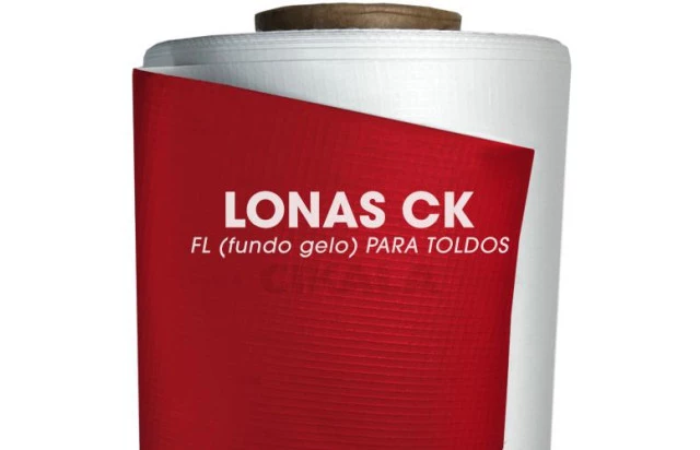 Lona para Toldo Impermeável Vermelho 1,40 M PVC Fundo Gelo 575 g/m Metro Linear