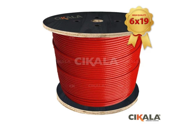 Cabo de Aço Revestido 4,8mm 3/16" 6X19 AF Vermelho para Aparelhos de Academia Super Flexível