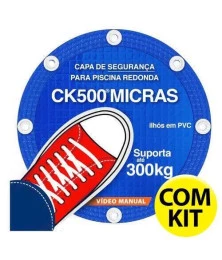 Capa para Piscina Redonda CK500 Micras PVC Segurança Suporta 300kg com Kit Instalação Pinos de Alumínio