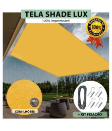 Tela Lona Amarela Sombreamento Impermeável Shade Lux + Kit de Instalação