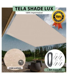 Tela Lona Areia Sombreamento Impermeável Shade Lux + Kit de Instalação