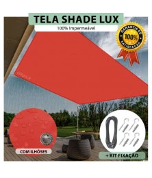 Tela Lona Vermelha Sombreamento Impermeável Shade Lux + Kit de Instalação