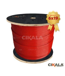 Cabo de Aço Revestido 4,8mm 3/16" 6X19 AF Vermelho para Aparelhos de Academia Super Flexível